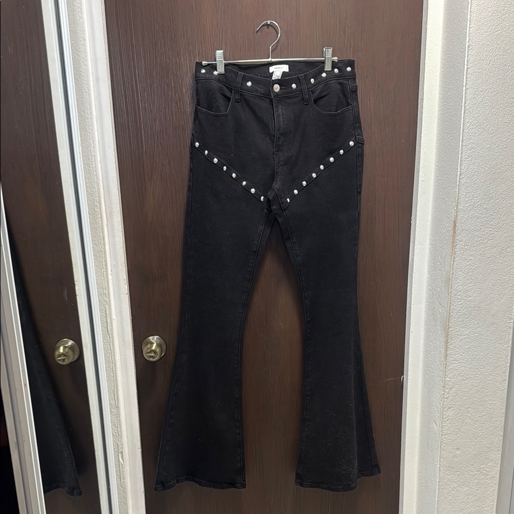 Urban Outfitters Black Flare Jeans with Studded Accents